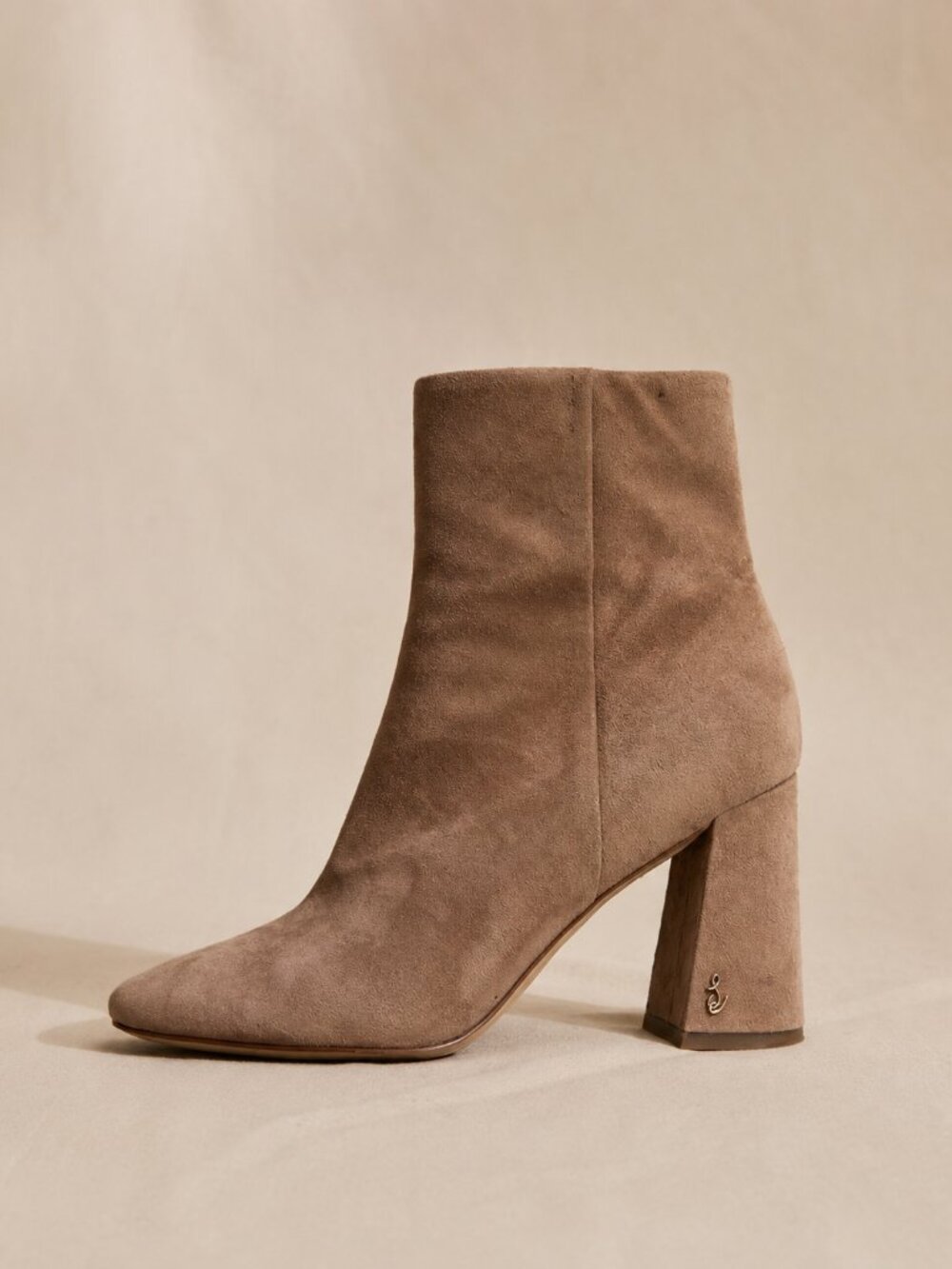 Sam Edelman Taupe Suede Leather Ankle Boots Block Heel Boho